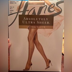 Hanes Natural (color) Size C, Control Top Panty/Sheer Toe Hosiery Style 707, VGC